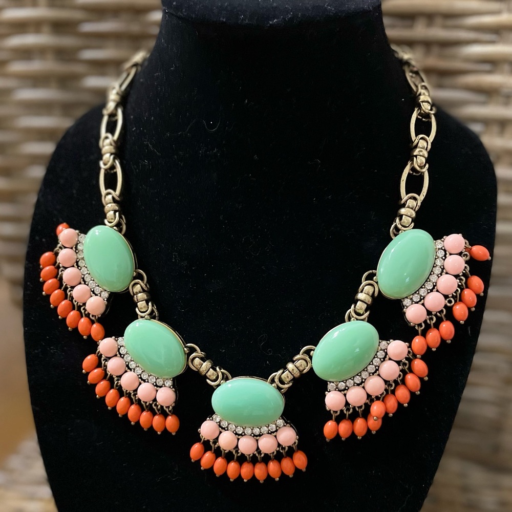 J. Crew mint and Coral statement necklace